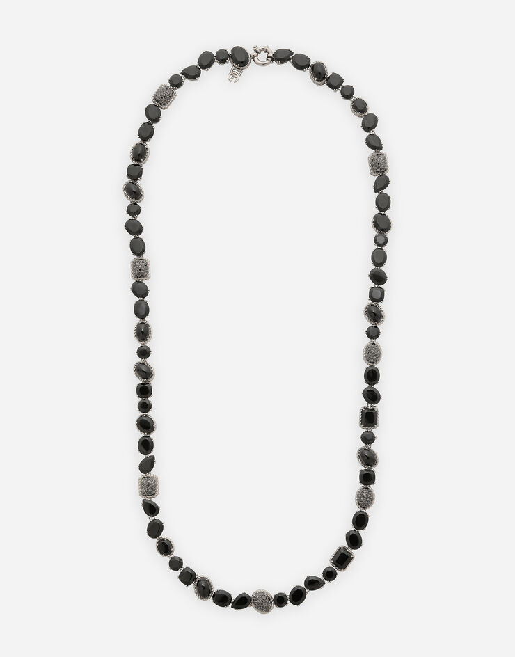 Dolce & Gabbana Collar largo Anna en oro blanco de 18 kt con espinelas negras Blanco WNQA3GWSPBL