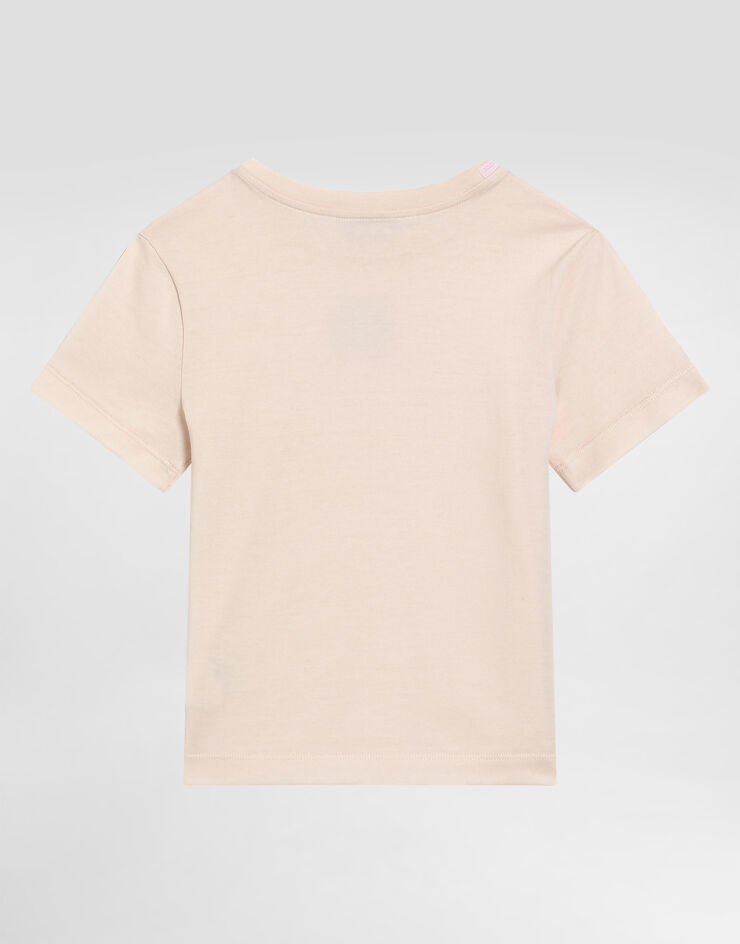 Dolce & Gabbana Jerseyt-shirt with DG sequin patch Pink L5JTNKG7PKU