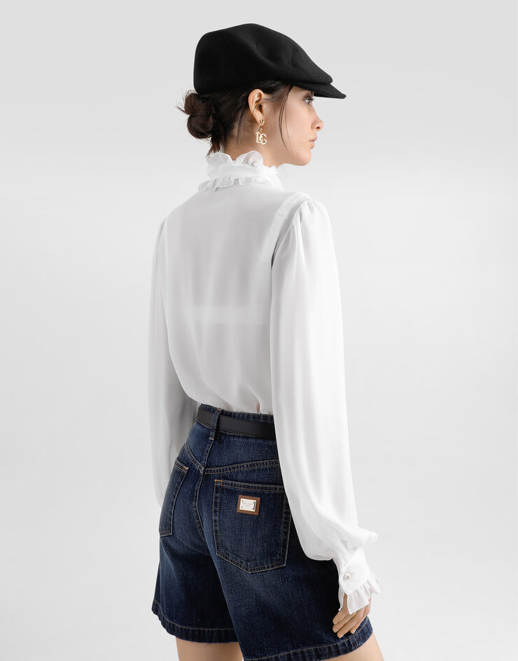 Dolce & Gabbana Camisa de georgette con volantes Blanco F5S83TFU1AR