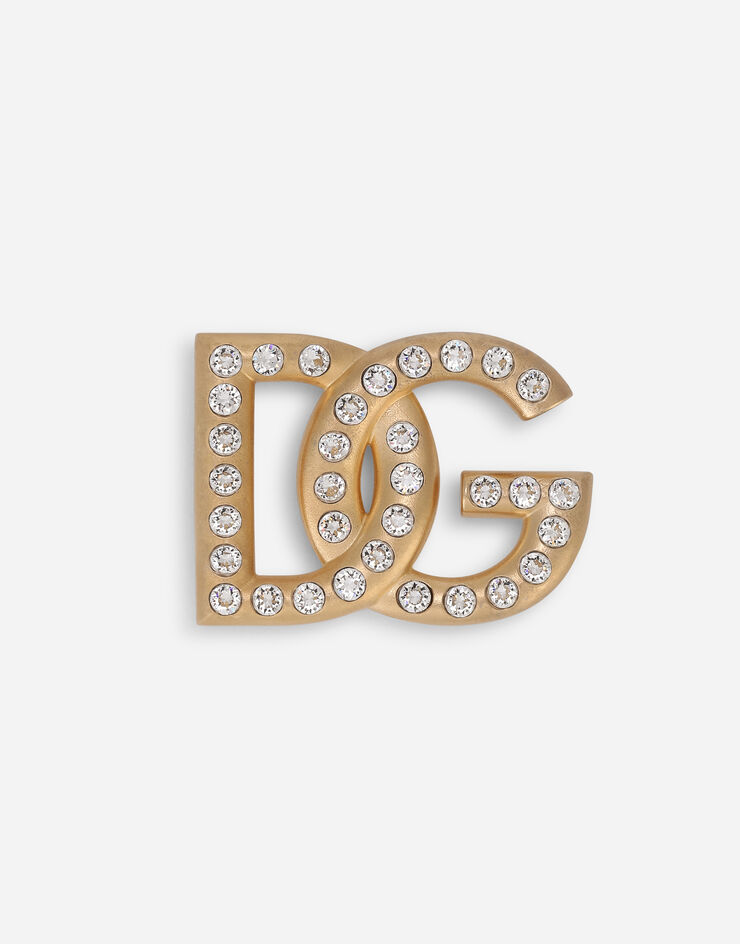 Dolce & Gabbana 라인스톤 디테일 DG 로고 브로치 골드 WPN6L9W1111