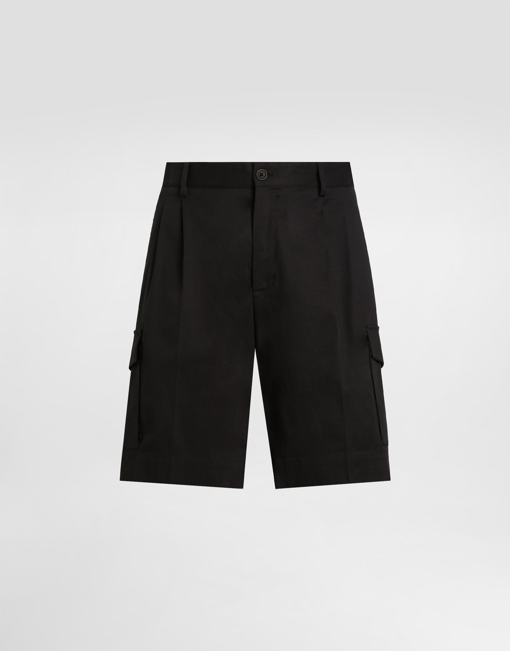 【DOLCE&GABBANA】イタリア製 ショートパンツ ブラック ブラックのメンズ コットンギャバジン バミューダ ショートパンツ