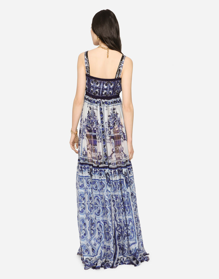 Dolce & Gabbana Majolica-print chiffon dress Multicolor F6K6ATHI1BW