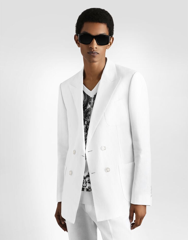 Dolce & Gabbana Chaqueta de botonadura doble Portofino de lino Blanco G2NZ2TFU4JB
