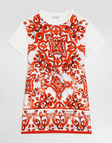 Dolce & Gabbana Платье из джерси в принте майолика Multicolor L5JDBGG7P5T
