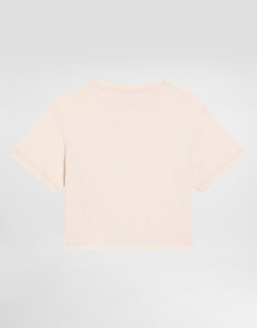 Dolce & Gabbana Jerseyt-shirt with Dolce&Gabbana laser logo Pink L5JTNLG7PIA