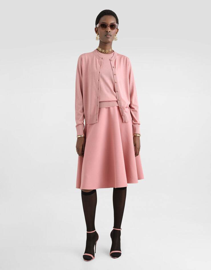 Dolce & Gabbana Woolen midi circle skirt Pink F4C02TFU2L8