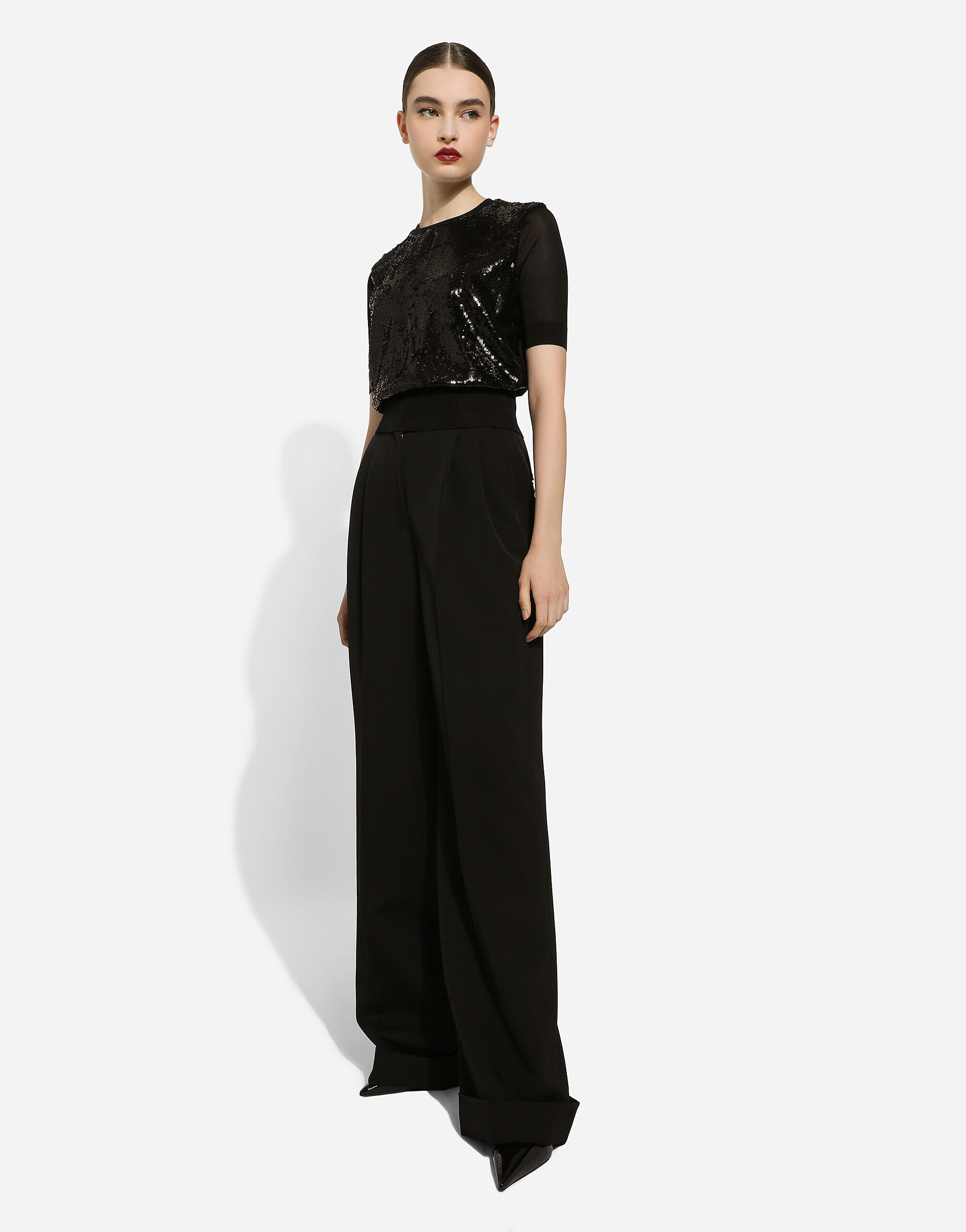 Flared woolen pants in Black for Women | Dolce&Gabbana® US