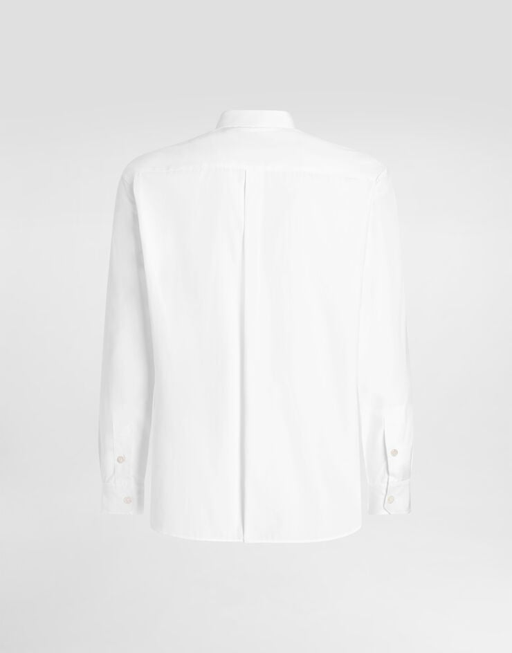 Dolce & Gabbana Cotton Martini-fit shirt with embroidery White G5JG4ZFU5EW
