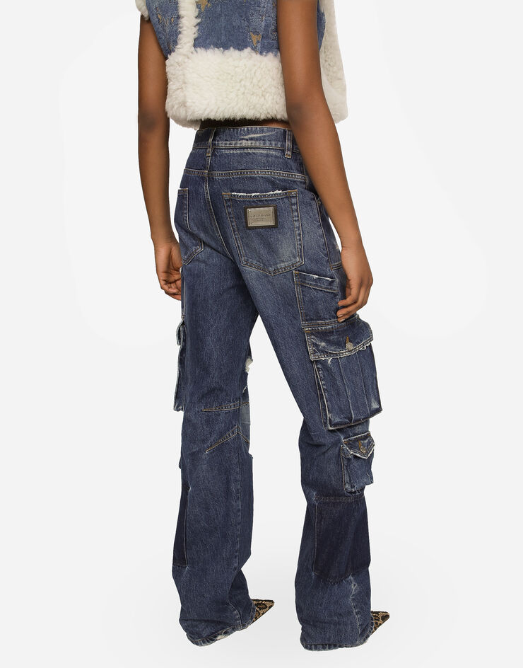 Dolce&Gabbana Denim cargo jeans with rips Multicolor FTCZQDG8JQ1