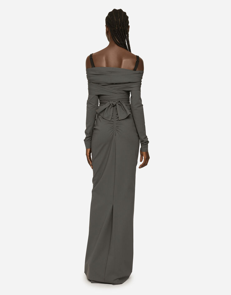 Dolce & Gabbana KIM DOLCE&GABBANA Long stretch jersey Milano rib dress Multicolor F6CNNTFUGPO