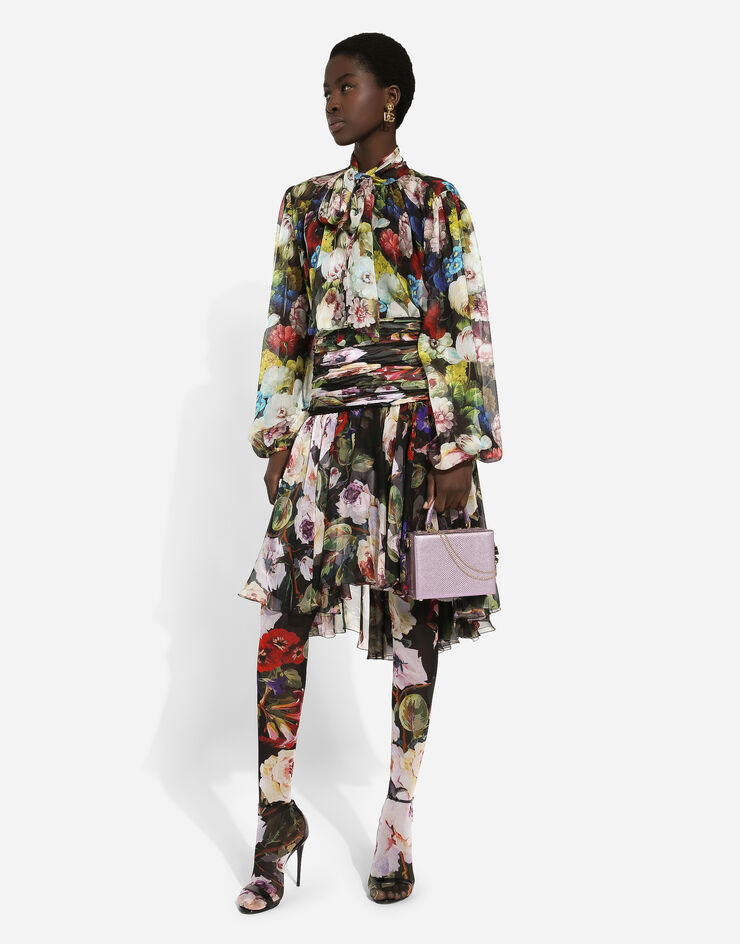 Dolce & Gabbana Bluse aus Chiffon Nachtblumen-Print Print F5R62TIS1SR