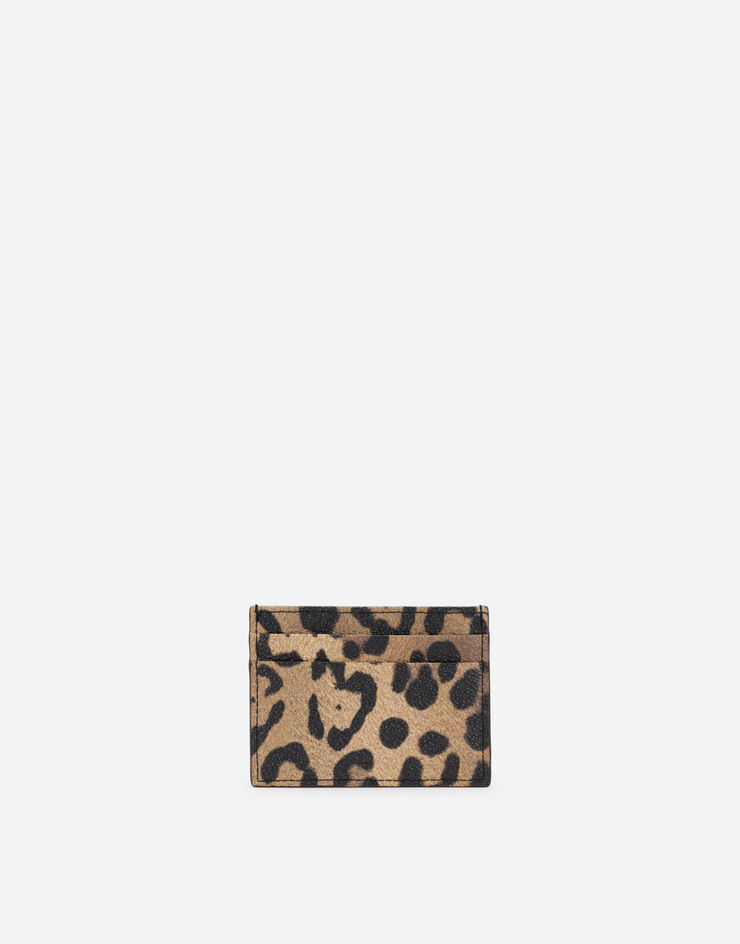 Dolce & Gabbana Leopard-print Crespo card holder with branded plate Multicolor BI0330AW384