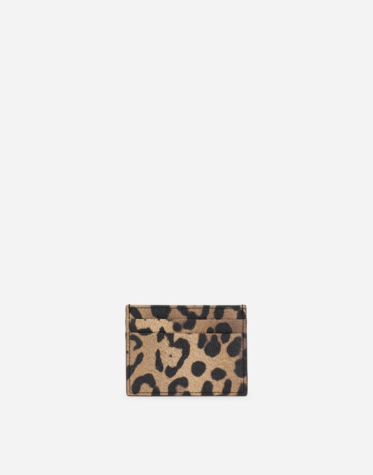 Dolce & Gabbana Porta carte di credito in crespo leo con targhetta logata Multicolore BI0330AW384