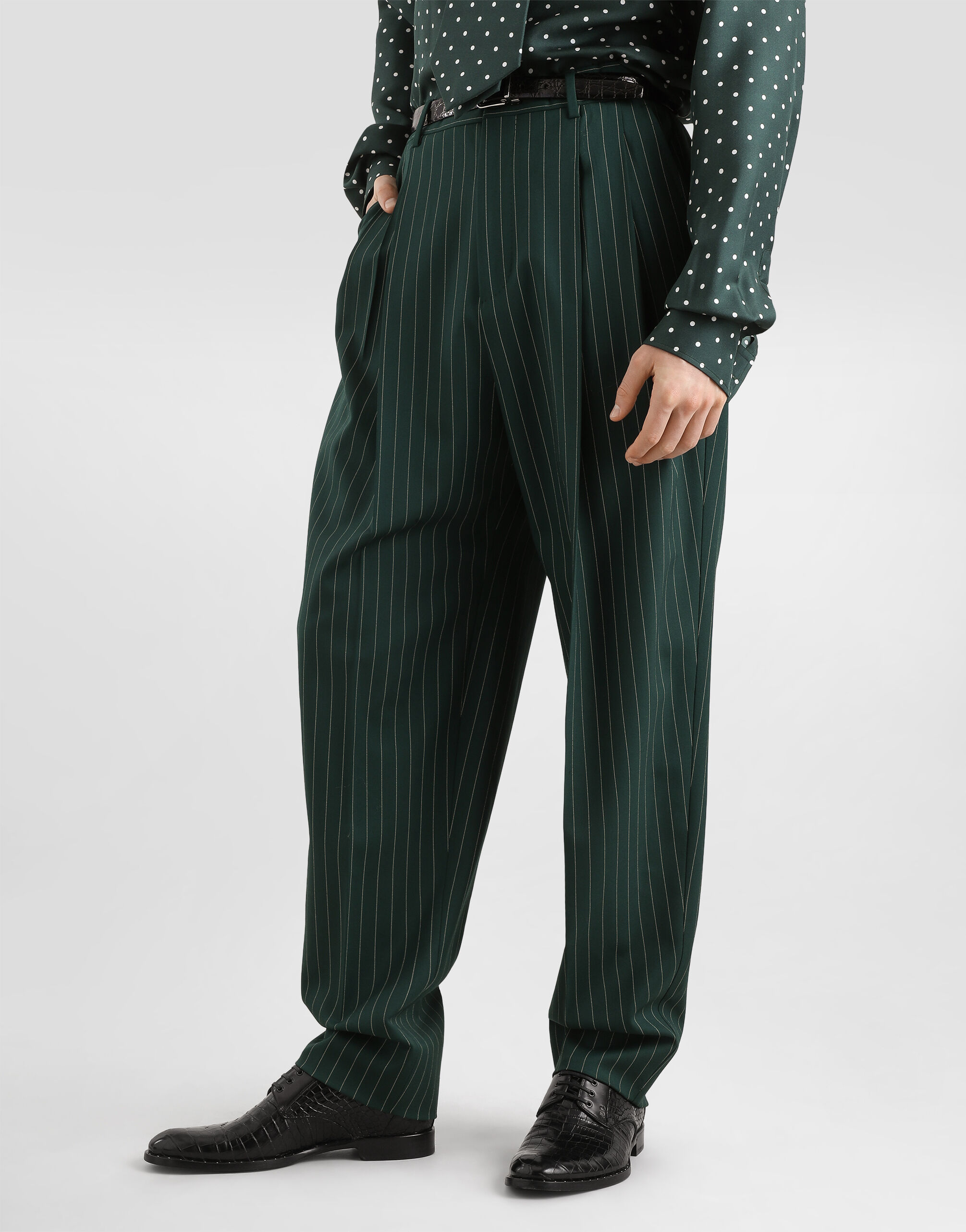 Single-breasted Martini suit in pinstriped wool - thumbnail 6