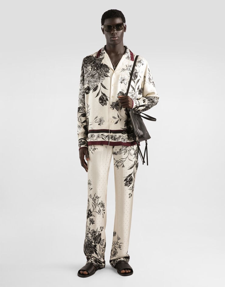 Dolce & Gabbana Flower bouquet-print twill shirt Multicolor G5IF1THI10O