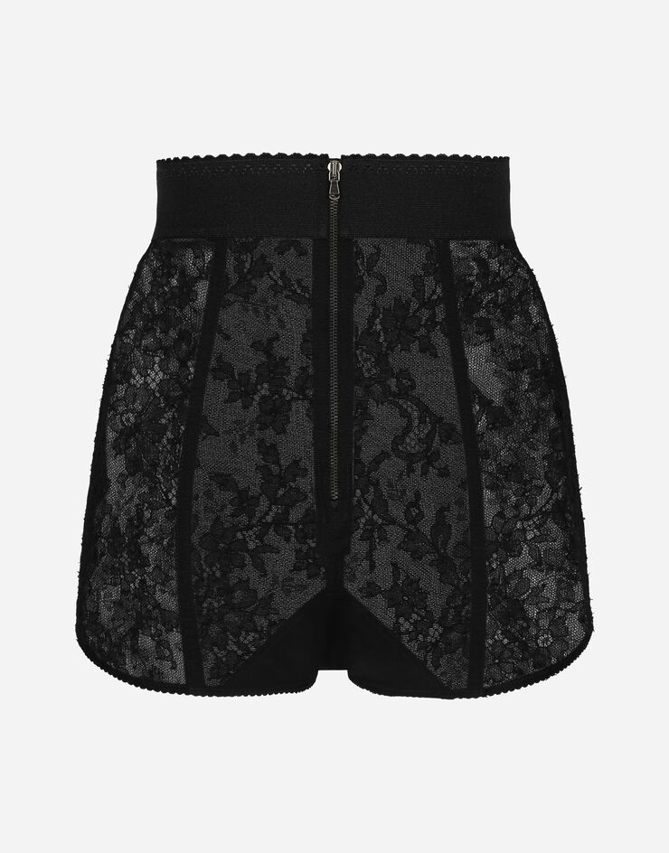 Dolce & Gabbana Culotte en dentelle avec taille élastiquée Noir O2E77TONN77