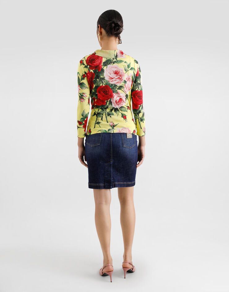 Dolce & Gabbana Cárdigan de punto de seda con estampado Bouquet Imprima FXV83TJAHLC