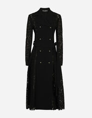 Dolce & Gabbana Cordonetto lace and crepe coat with belt Black F0CTFTFUSYS