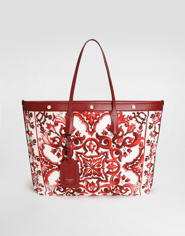 Dolce & Gabbana Atene shopping bag in majolica-print canvas Multicolor BM7806A0642