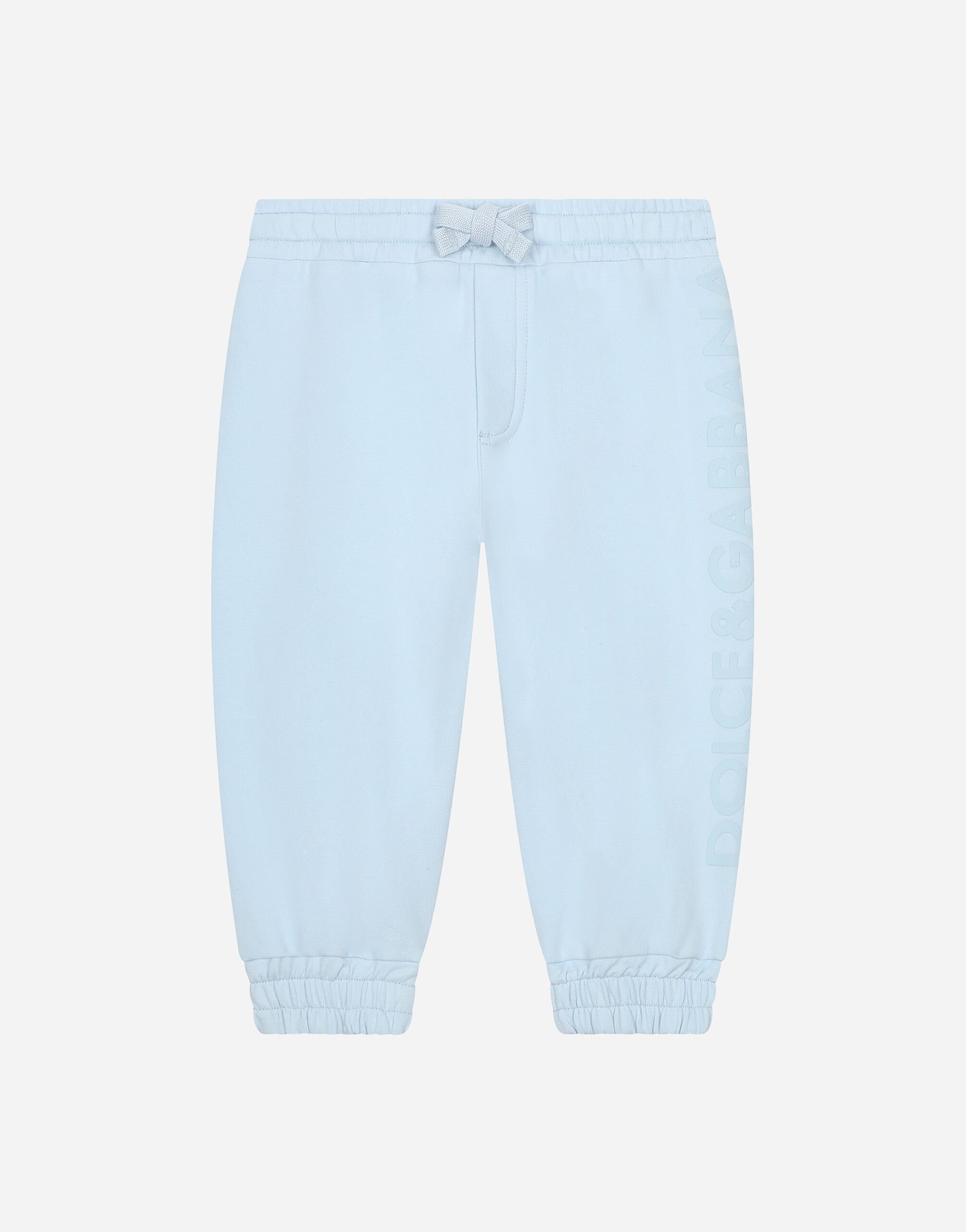 Dolce & Gabbana Jersey jogging pants with logo print Beige L13Q08FUFJR
