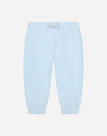 Dolce & Gabbana Jersey jogging pants with logo print Beige L13Q08FUFJR