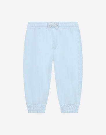 Dolce & Gabbana Jersey jogging pants with logo print Azul Claro L1JQR0G7L0X