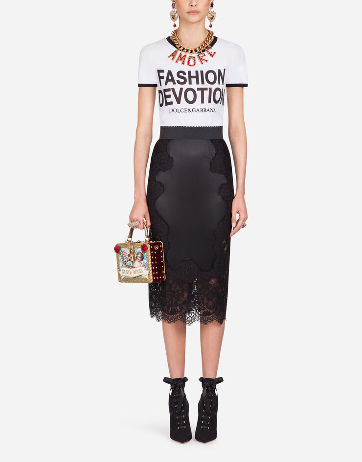 Dolce&Gabbana スカート サテン ブラック F4BHCTFURAG