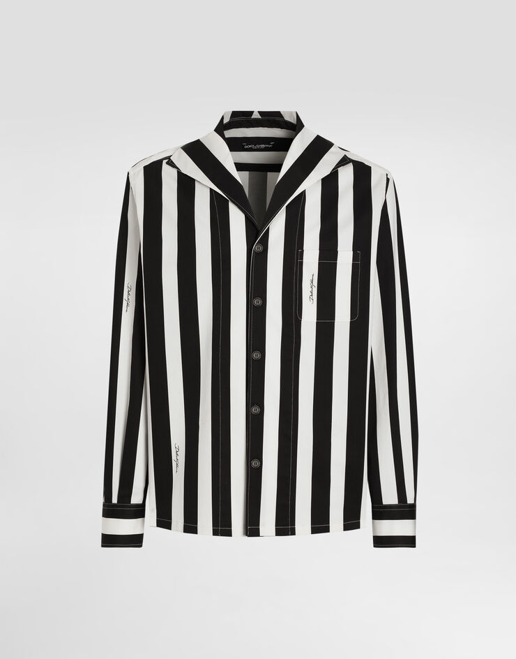 Dolce & Gabbana Cotton drill shirt with striped print Multicolor G5MW6TFSFOC