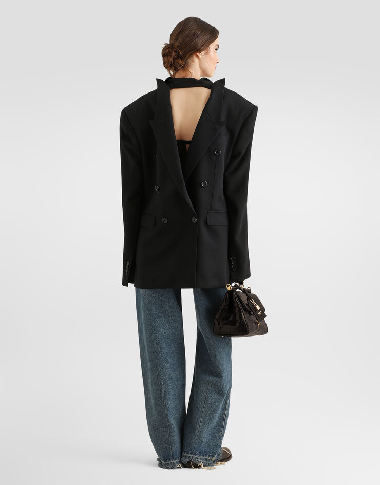 Dolce & Gabbana Double-breasted jacket in wool gabardine Black F29TNTFU28J