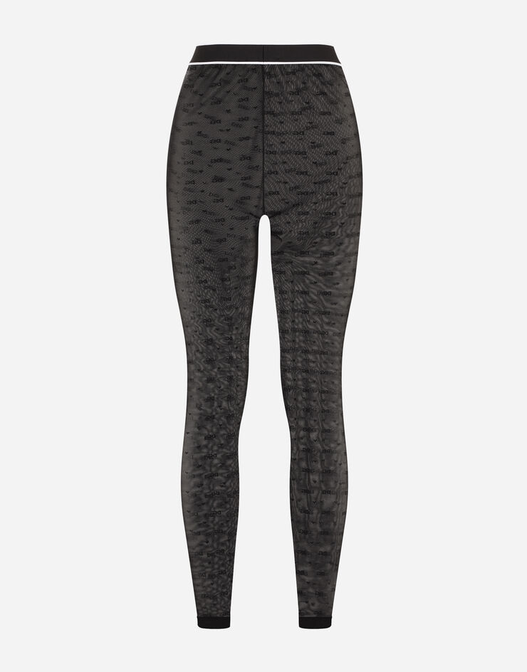 Dolce & Gabbana Jacquard tulle leggings with branded elastic Black O3A73TFLUAP