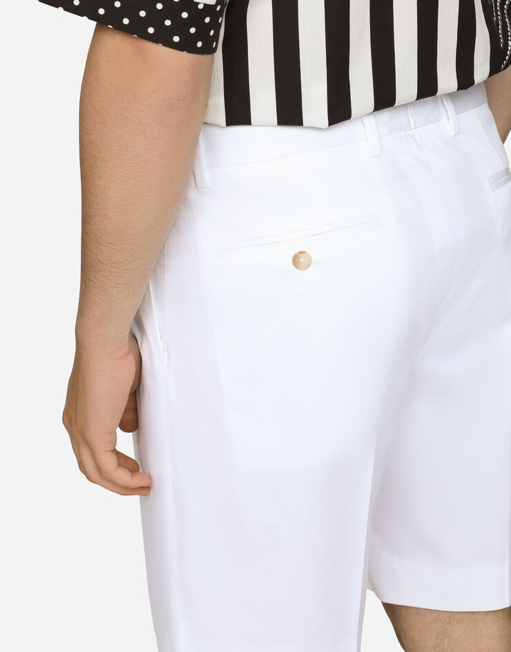 Dolce & Gabbana Stretch cotton shorts with DG patch White GW0MATGEZV5