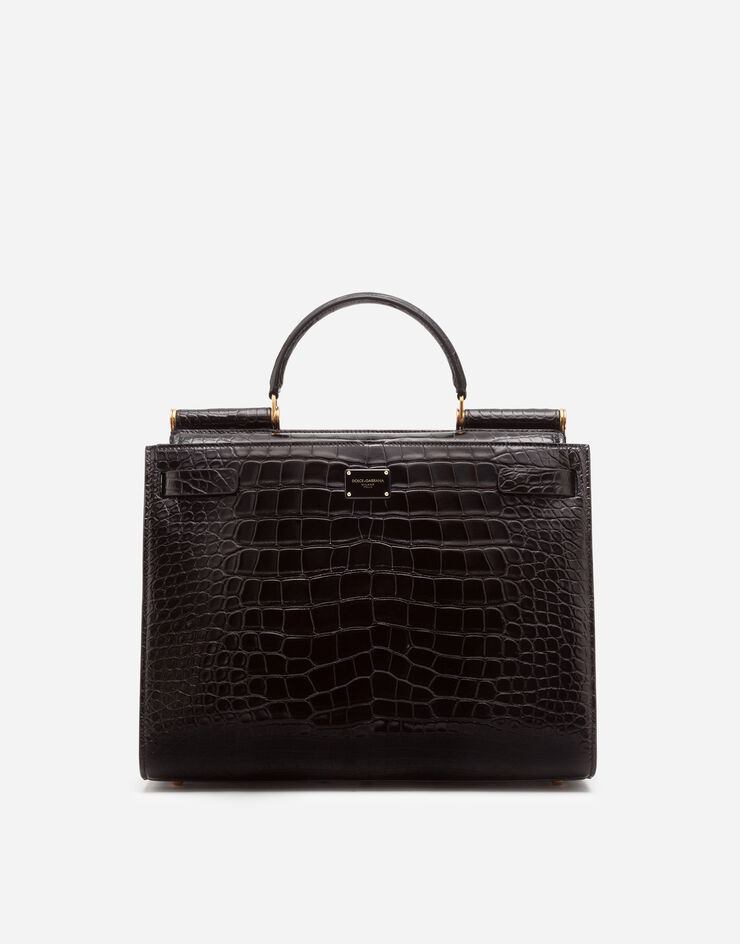 Dolce & Gabbana Large alligator skin Sicily 62 bag Black BB6624A2R08
