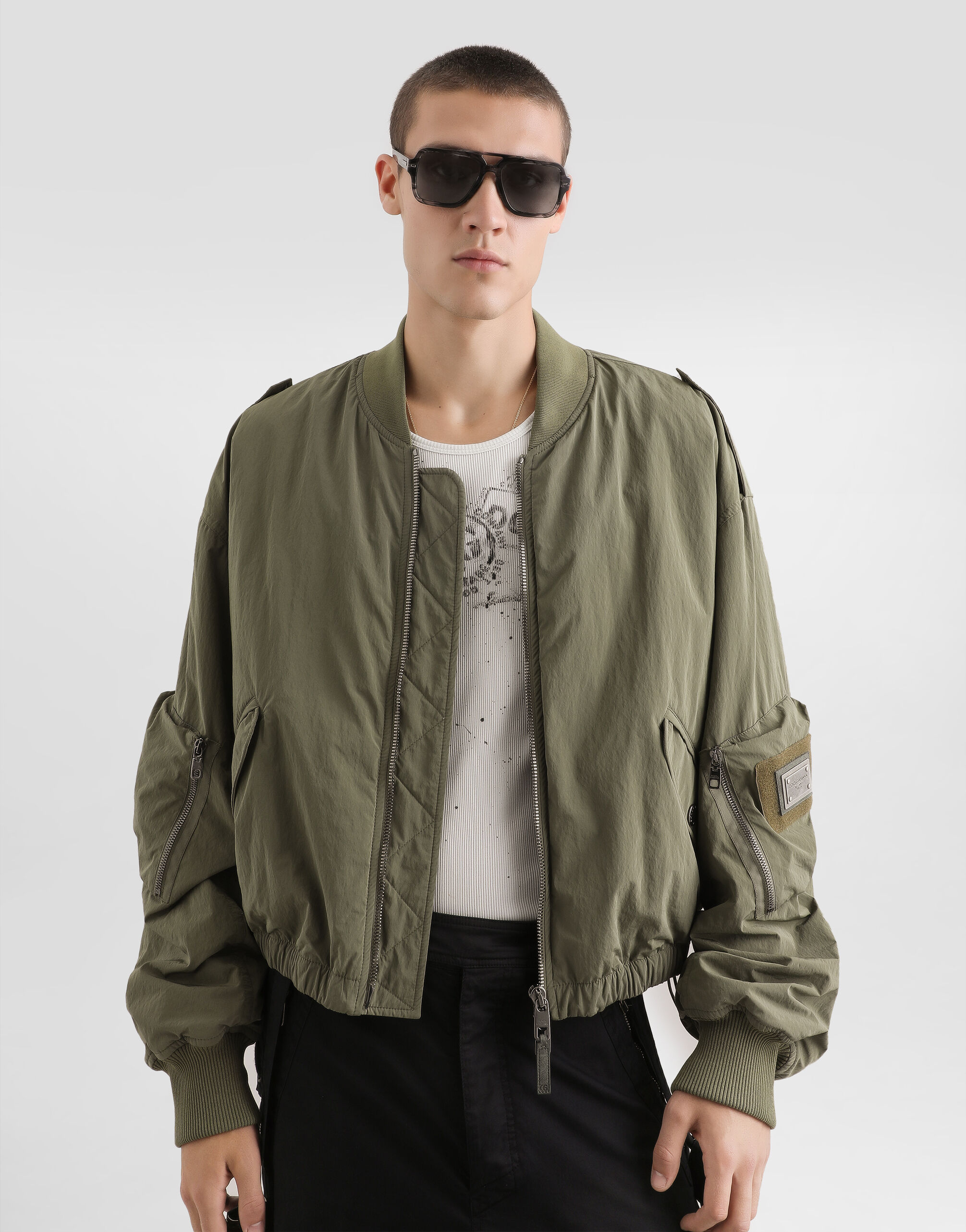 Wavy nylon bomber jacket in Multicolor for Men | Dolce&Gabbana® US