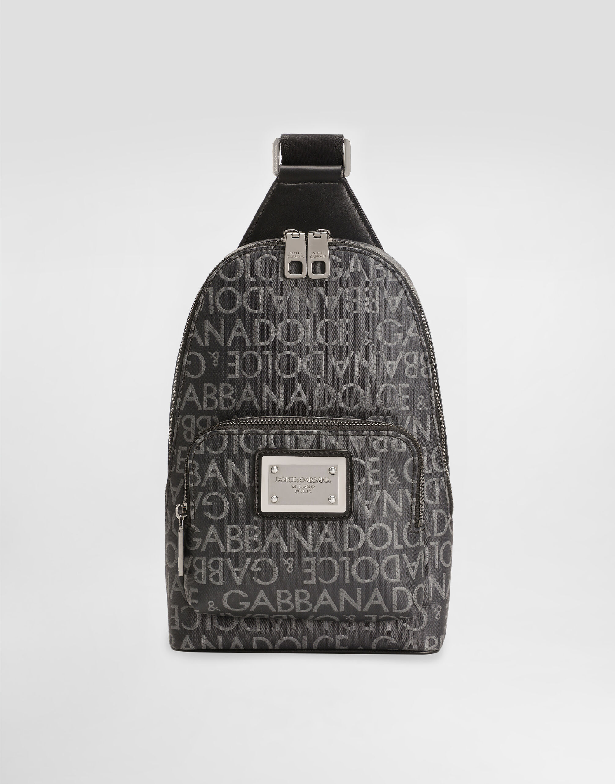 Coated jacquard crossbody backpack in Print for Men