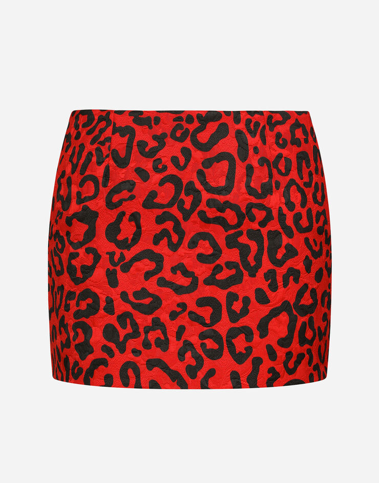 Dolce & Gabbana Leopard-print brocade miniskirt Multicolor F4CC8TFSTBA