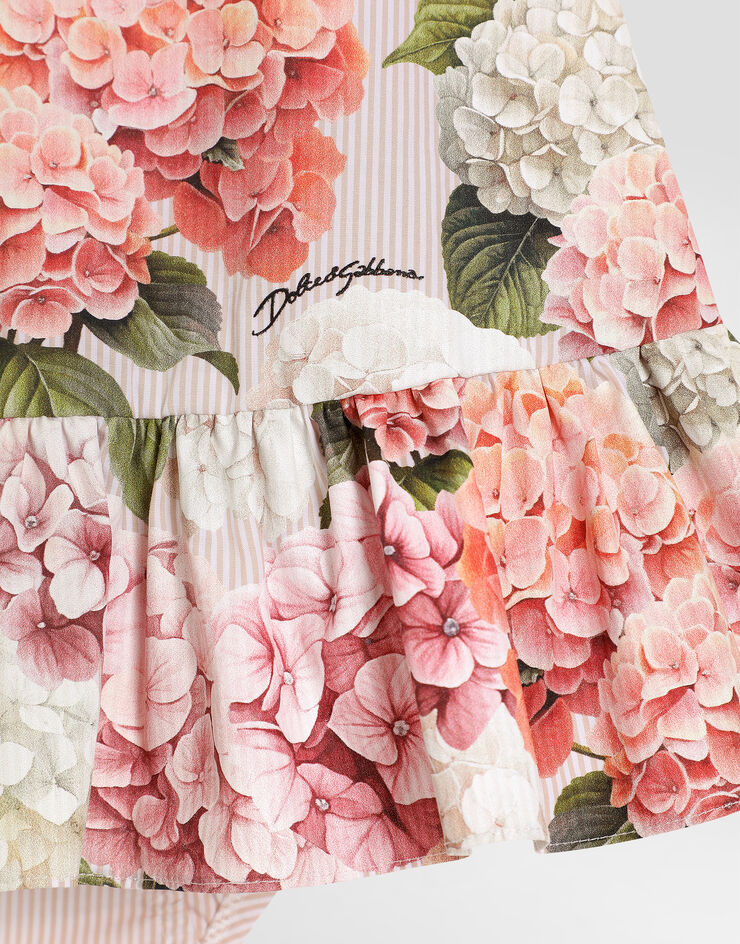 Dolce & Gabbana Hydrangea-print striped canvas dress Multicolor L24DN6FI5NR
