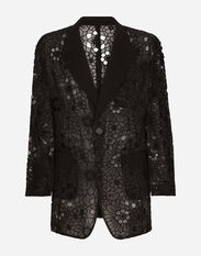 Dolce & Gabbana Oversize tailored single-breasted jacket in stretch broderie anglaise Multicolor G2SJ2TFU4KJ