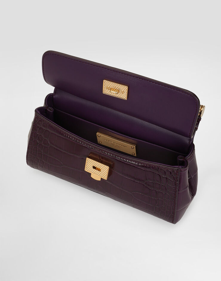 Dolce & Gabbana 앨리게이터 가죽 롱 시실리 핸드백 퍼플 BB7116B2EM0