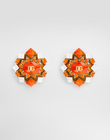 Dolce & Gabbana Clip earrings with rhinestones Gold WES6M5W1111