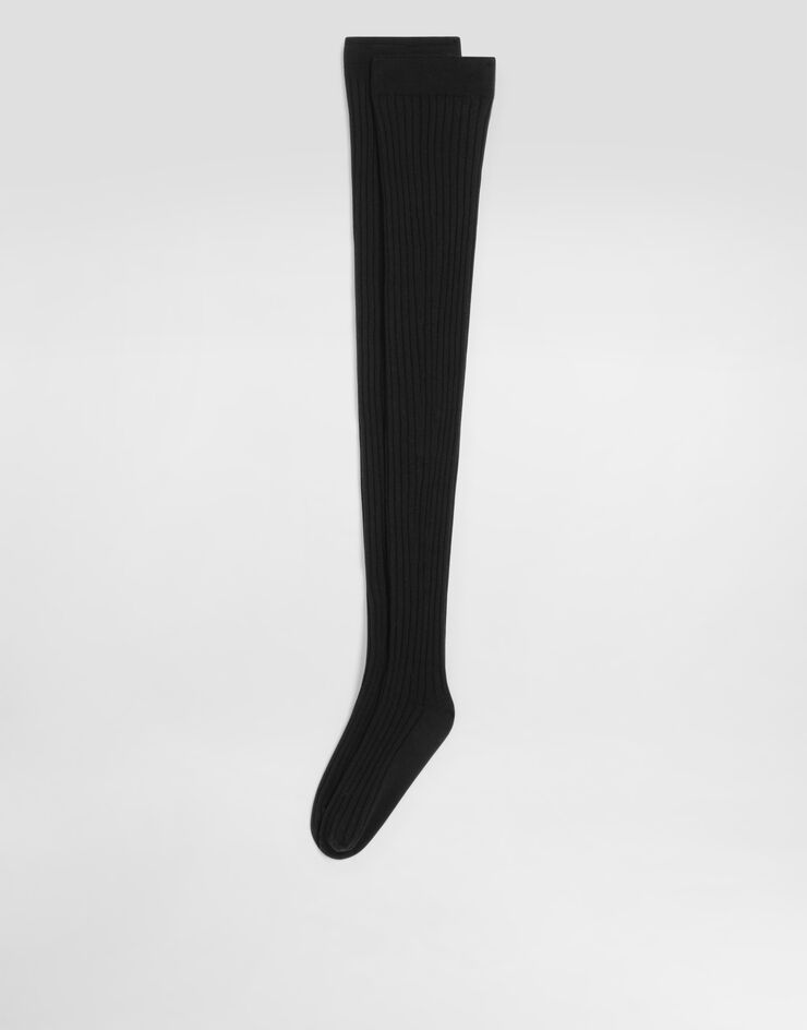 Dolce & Gabbana Ribbed stay-up socks Black FXP17TJDVCZ
