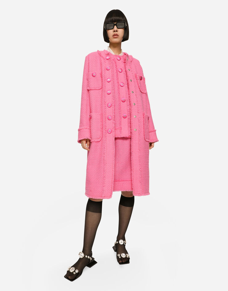 Dolce & Gabbana Abrigo de tweed con botonadura sencilla Rosa F0C3WTFMMHM