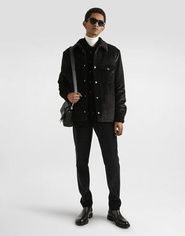 Dolce & Gabbana Padded and quilted velvet shirt jacket Black G9BRETFUVFE