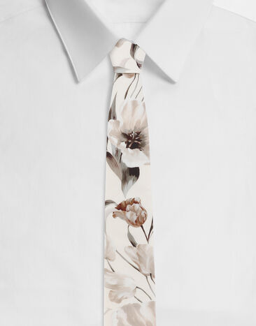 Dolce & Gabbana Floral-print poplin tie White GH895AGI334