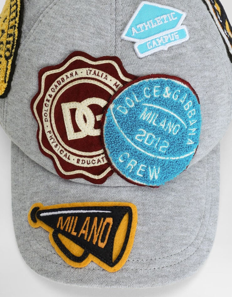 Dolce & Gabbana Fleece baseball hat with mixed patches Grey LB4H80G7P1H
