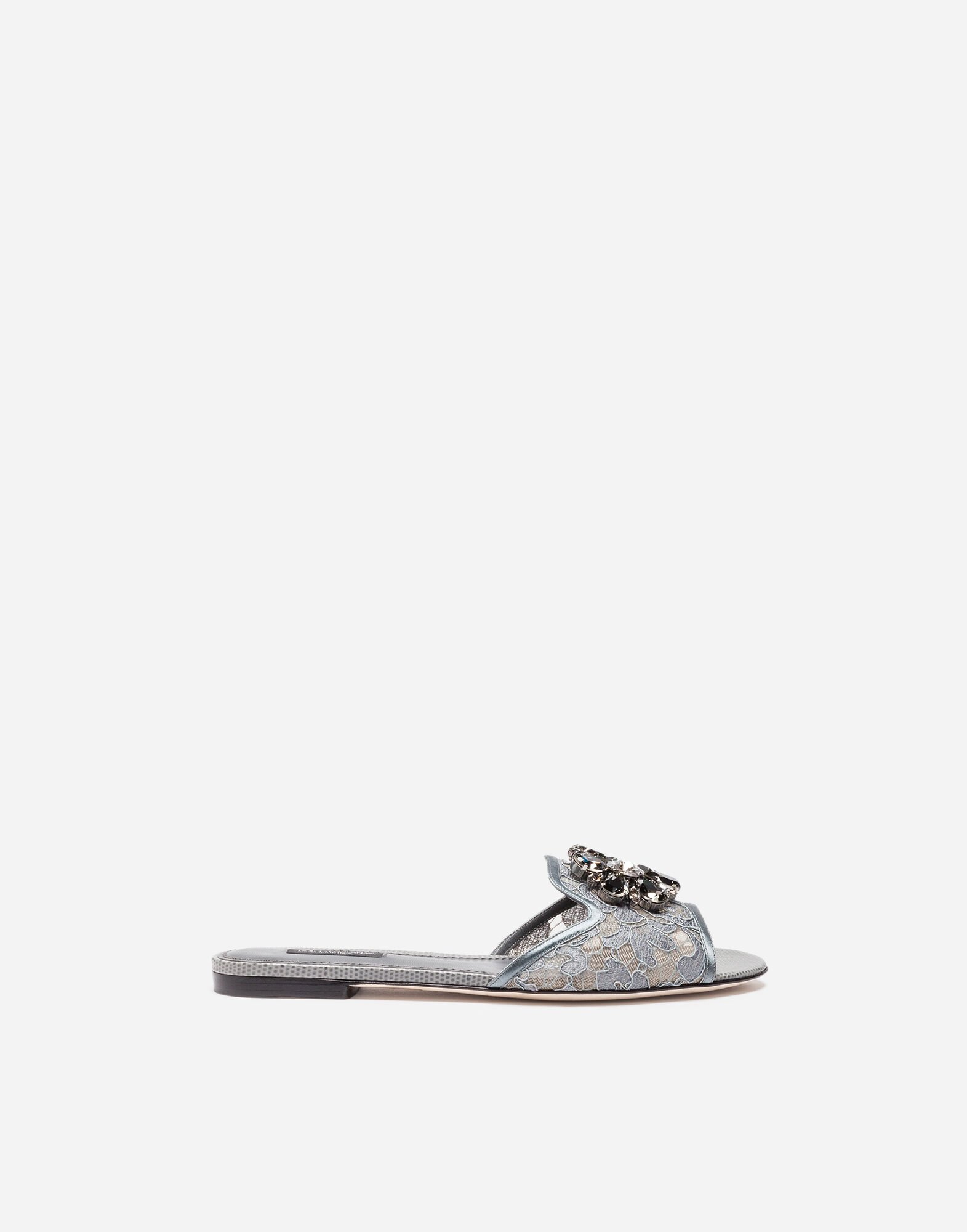 Dolce & Gabbana Lace slides with crystals Grey CQ0023AG667