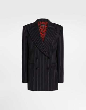 Dolce & Gabbana Linda double-breasted jacket in pinstripe wool Multicolor F2JBPTFRBC0