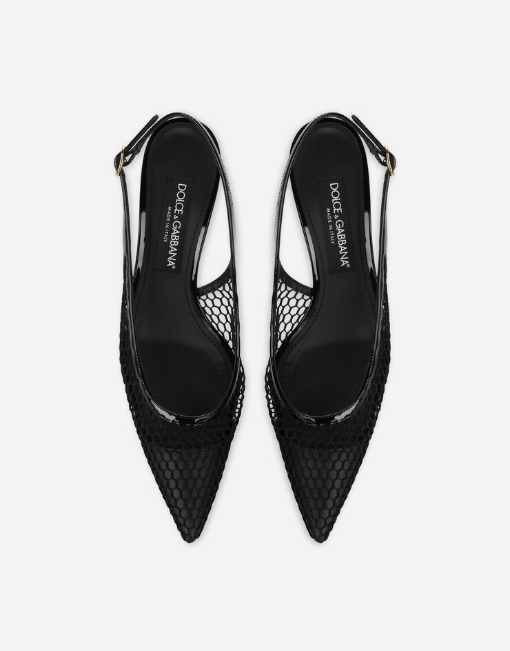 Dolce & Gabbana Patent leather and mesh slingbacks Black CG0632AG883