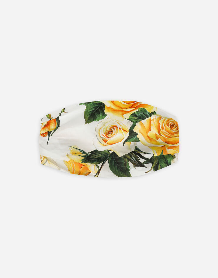 Dolce & Gabbana ربطة رأس بوبلين بطبعة وردة صفراء يضعط LB4H91HS5QR