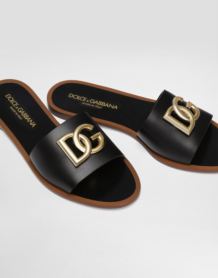 Dolce & Gabbana flat slippers in calfskin Black CQ0619AW576