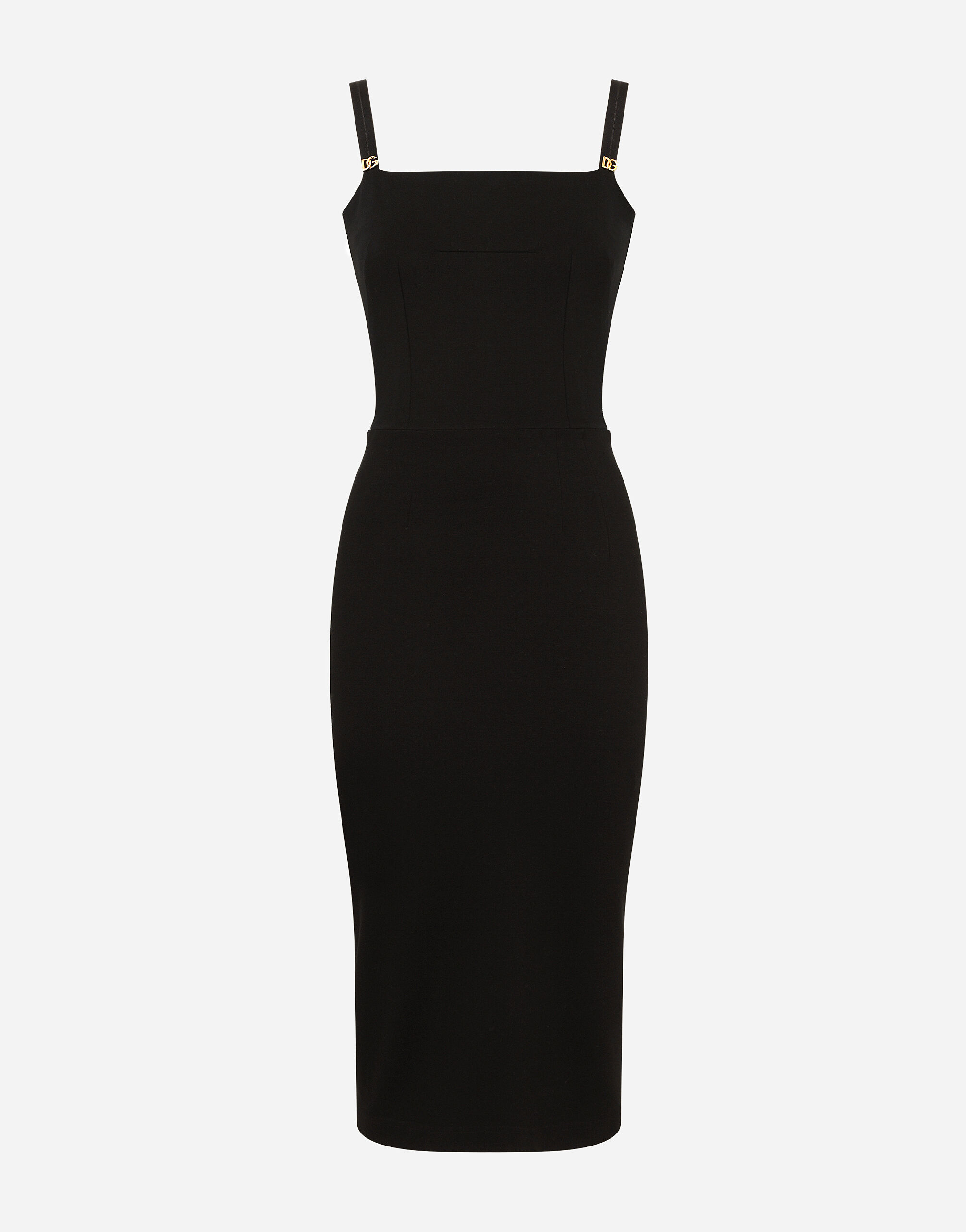 Jersey calf-length dress with DG embellishment in Black for
